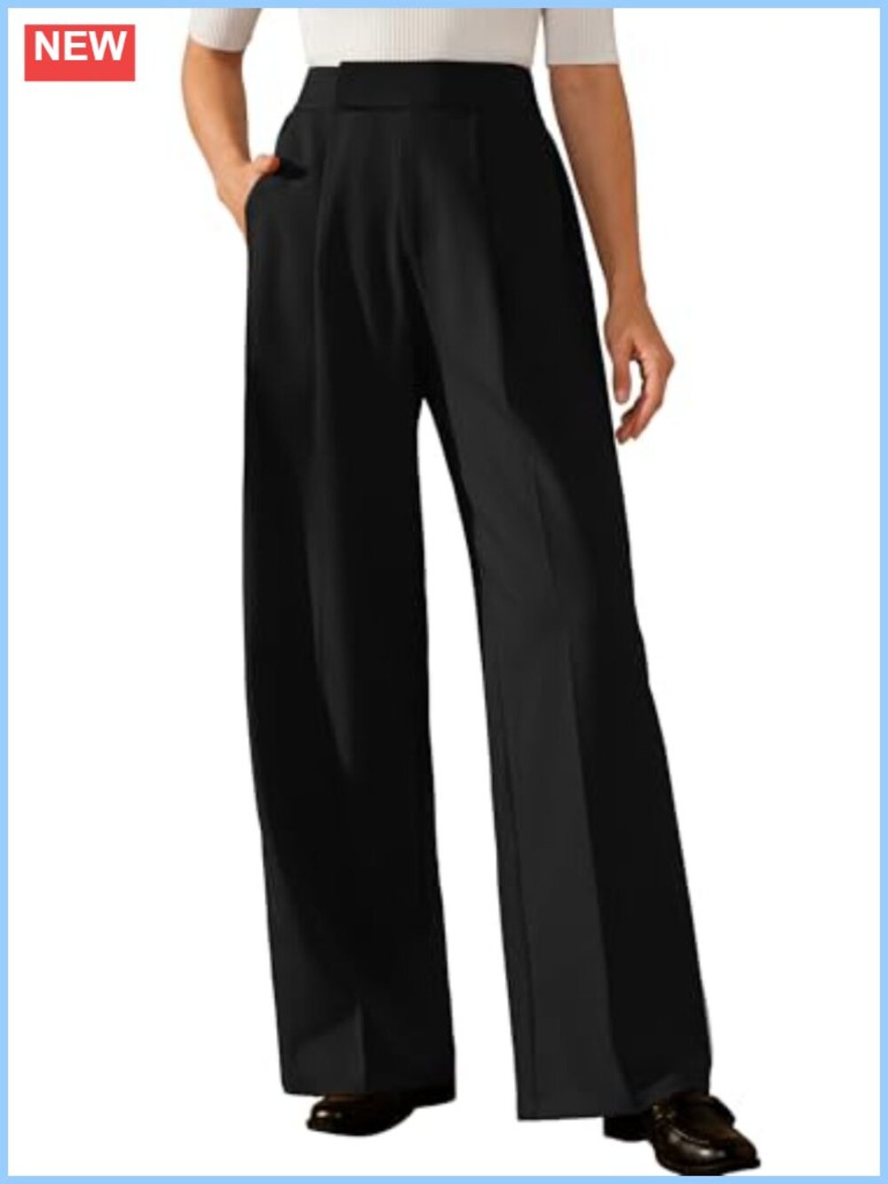 Wide Leg Dress Pants High Rise Pleated Business Casual Palazzo Trousers